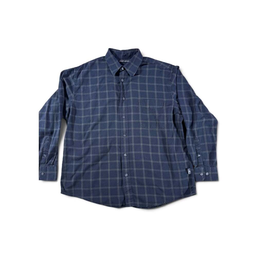 John Henry Men's Long Sleeve Plaid Button-Up Shirt, Size L/G